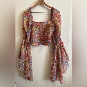 Floral Smocked Puff Sleeve Top